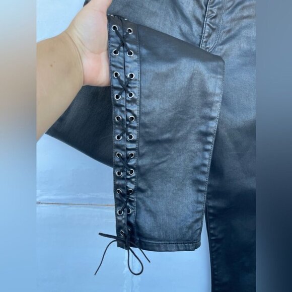 A.G. Adriano Goldshmied Farrah Black skinny Ankle Side Lace leather Jeans 28 R - Picture 4 of 16